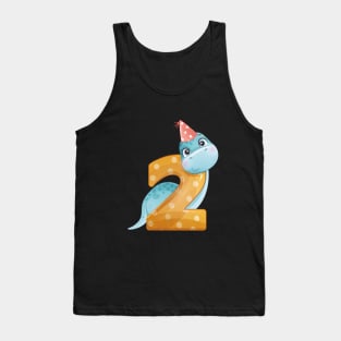 2nd Birthday Cute Little Dinosaur Tank Top